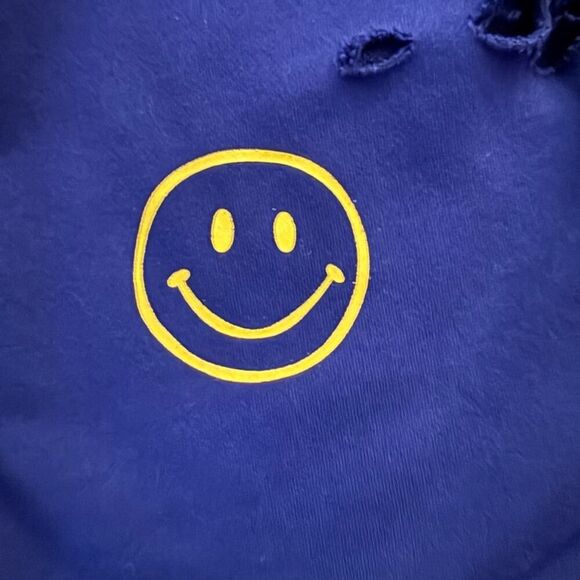 Honey Punch Navy distressed crew nwck sweatshirt dress w Smiley Face S - Picture 11 of 11